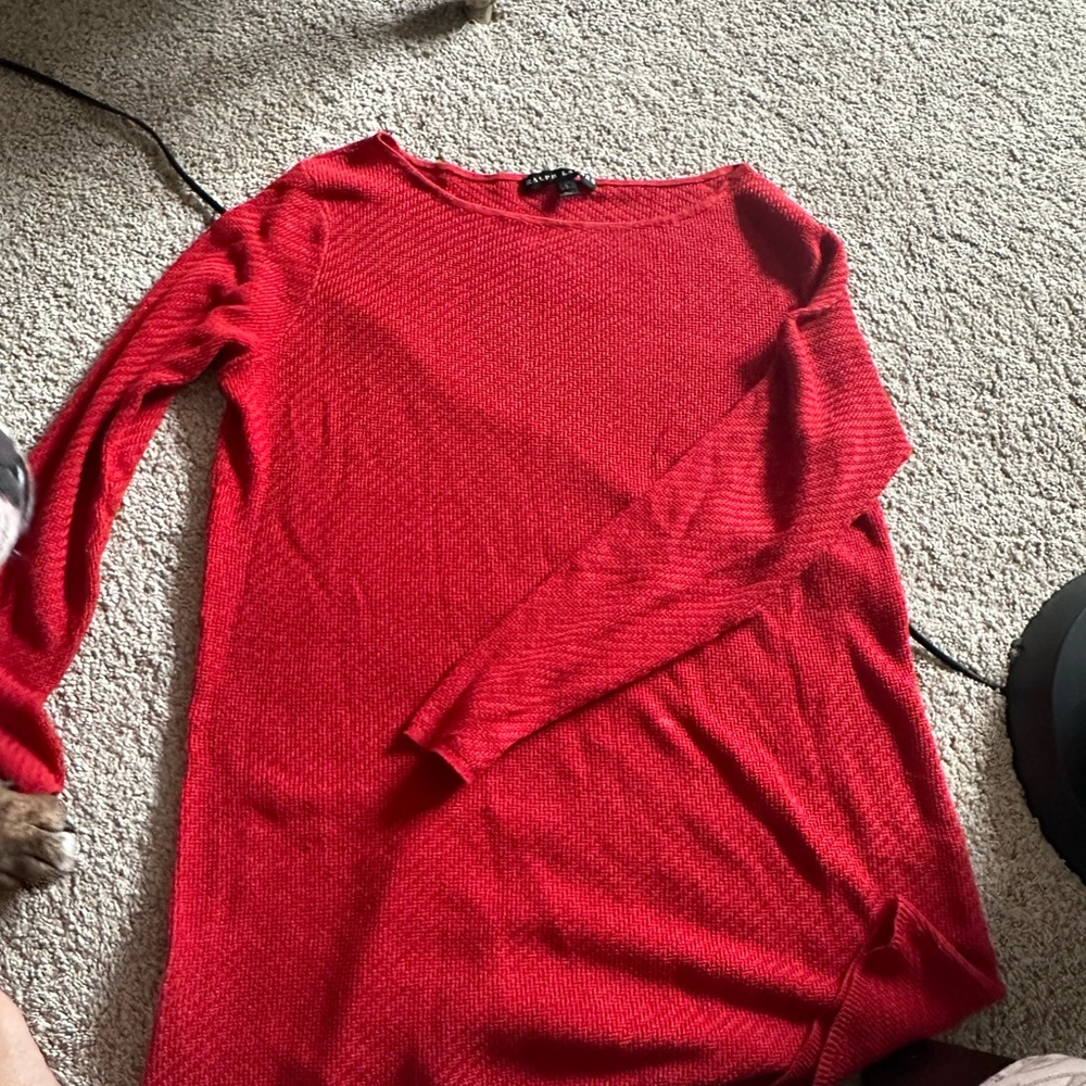 Ralph Lauren 98% Linen knit long Red Long Sleeve Top - size L